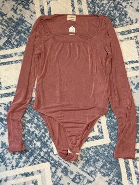 Peach Love California Long Sleeve Scoop Bodysuit - Mauve